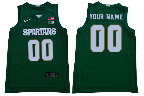 Custom Michigan State Spartans Name And Number College Basketball Jerseys Stitched-Green
